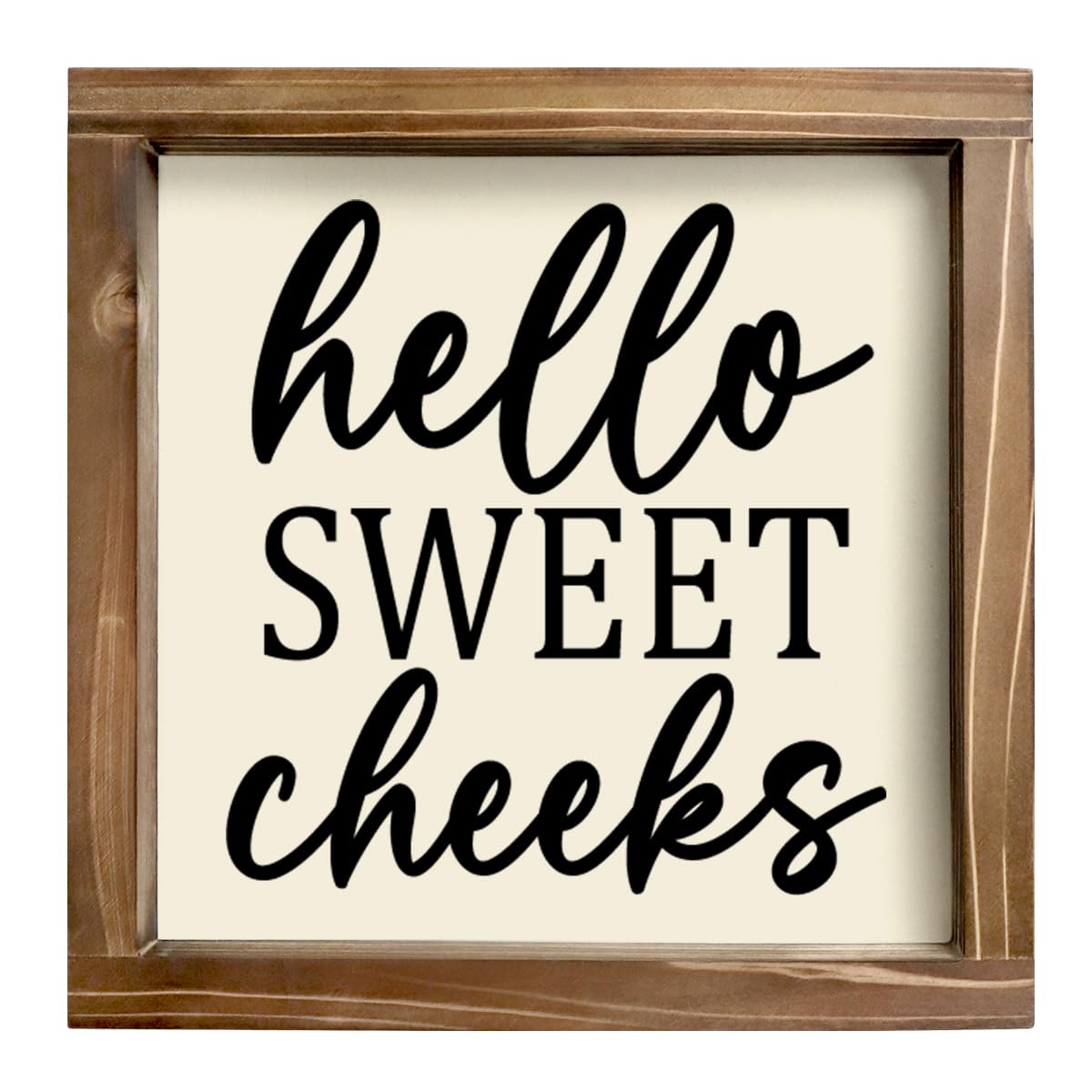 Kas Home Rustic Farmhouse Bathroom Decor - Cute 'Hello Sweet Cheeks' Wooden Sign, Funny Wall Hanging Plaque for Restroom, Toilet Shelves Accessory, Ideal for Apartment & Home Kas Home