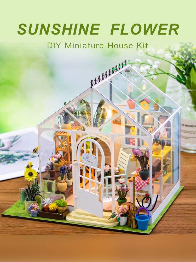 PlayOnePlay Create Your Dream Tiny Home with Our DIY Miniature House Kit - Wooden Furniture Decoration for Adults, Teens, and Friends! (Sunshine Flower) PlayOnePlay