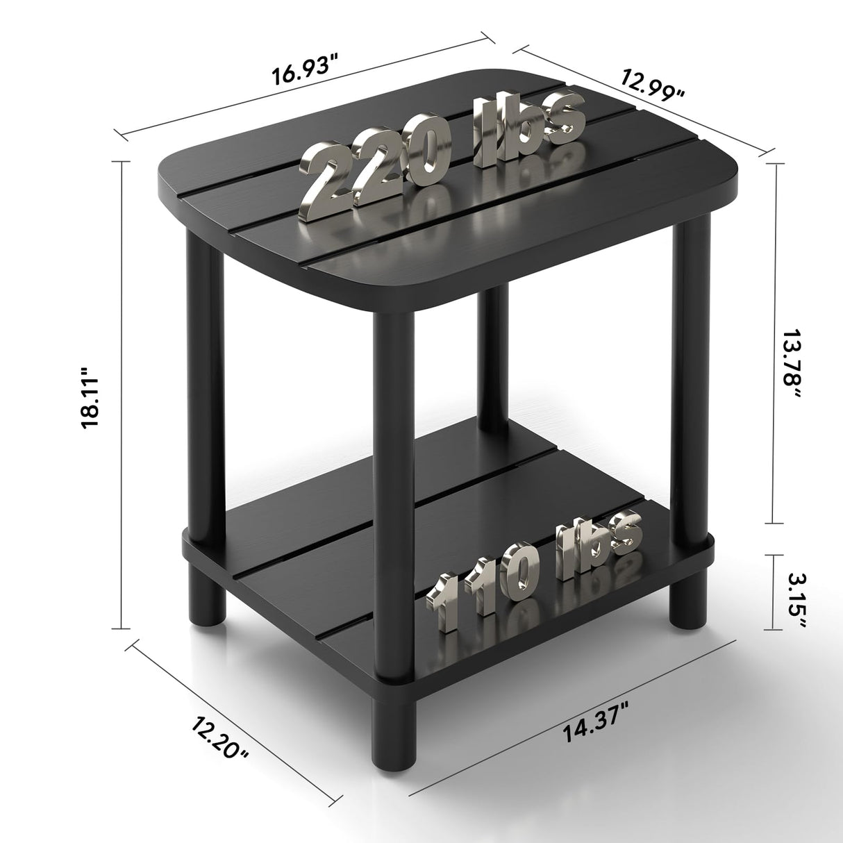 LEJANEOYE Outdoor Coffee Table, 2-Tier Adirondack Outdoor Side Table Weather Resistant, Patio End Table for Pool, Porch, Backyard. LEJANEOYE