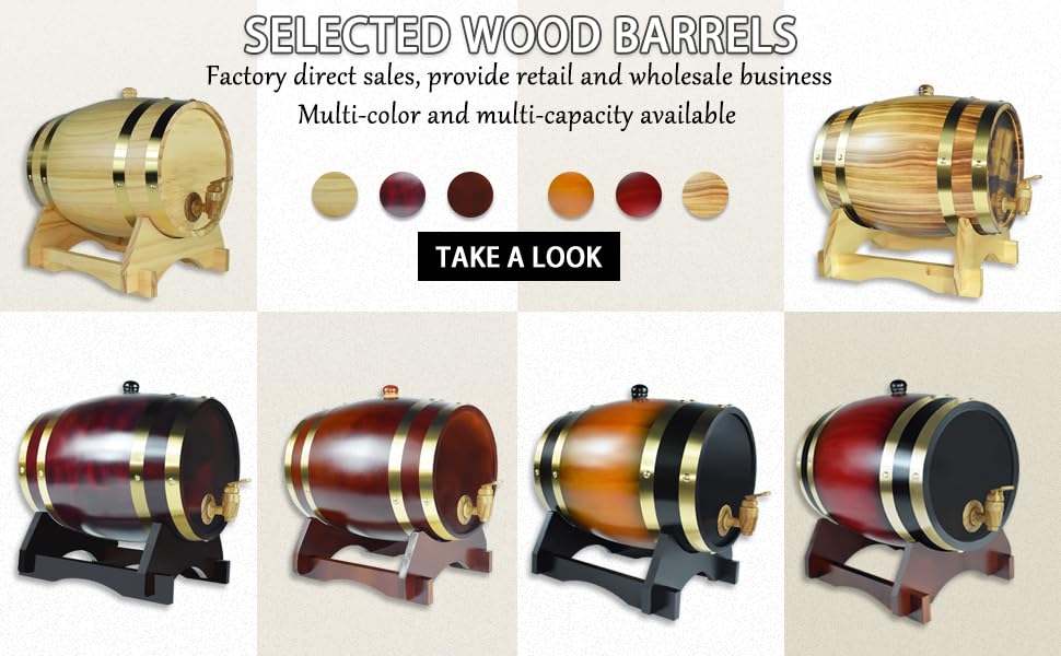 1.5L Whiskey Barrel Dispenser Oak Aging Barrels Home Whiskey Barrel Decanter for Wine, Spirits, Beer, and Liquor (Red Wine) Aimee_JL