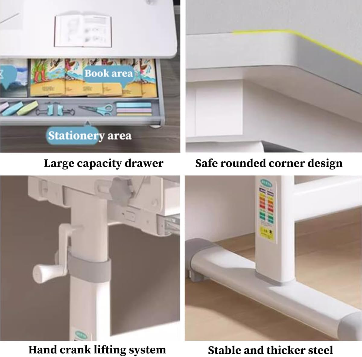 Kids Functional Study Desk and Chair Sets Ergonomic Height Adjustable Children School Study Desk 3-18 Years Boy and Girl Study Table and Chair Set with Tilt Desktop,LED Light for Reading,Writing SMIXLVY