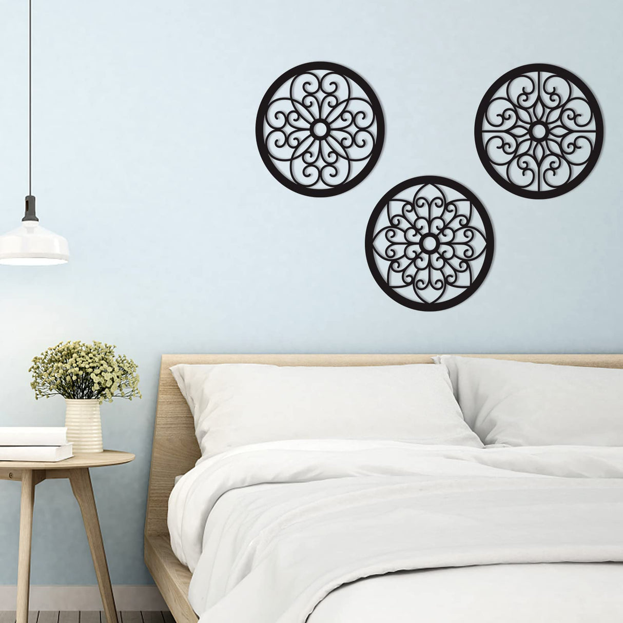 Bnesi 3 Pieces Thickened Rustic Wood Wall Decor,Modern Farmhouse Hanging Decoration for Living Room Bedroom Hallway Decor Office Kitchen Wall Decoration (Modern style) Bnesi