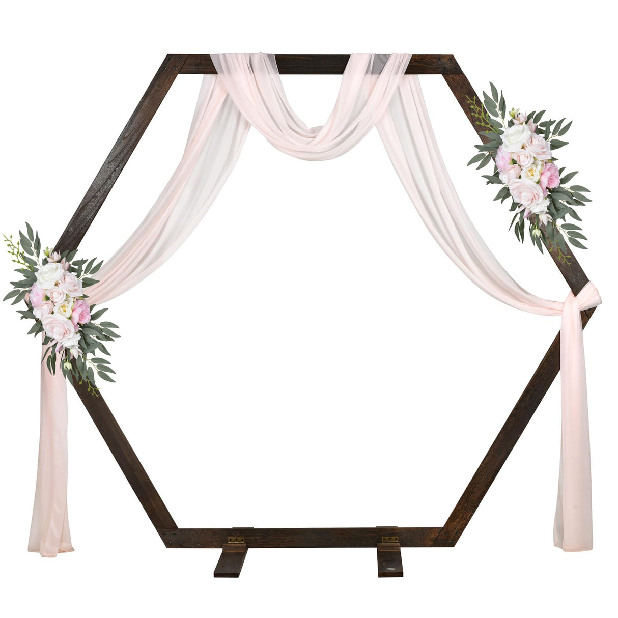 DearHouse Wooden Wedding Arch, 7.2FT Hexagon Wooden Arch for Wedding Wood Arch Wedding Arbor Backdrop Stand for Ceremony Rustic Wedding Birthday Parties Indoor Outdoor Garden Decor DearHouse