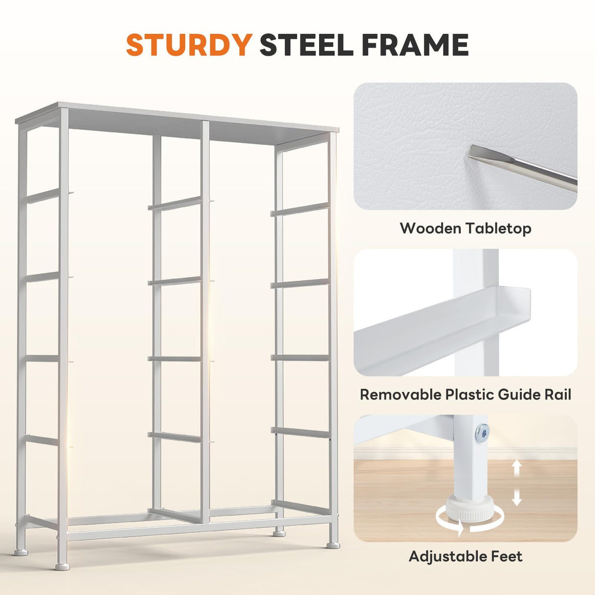 Sweetcrispy 10 Drawer Fabric Dresser Storage Tower with Bins, Tall Chest Organizer for Bedroom Closet Hallway, Steel Frame Wood Top Easy Pull Handles,White Sweetcrispy