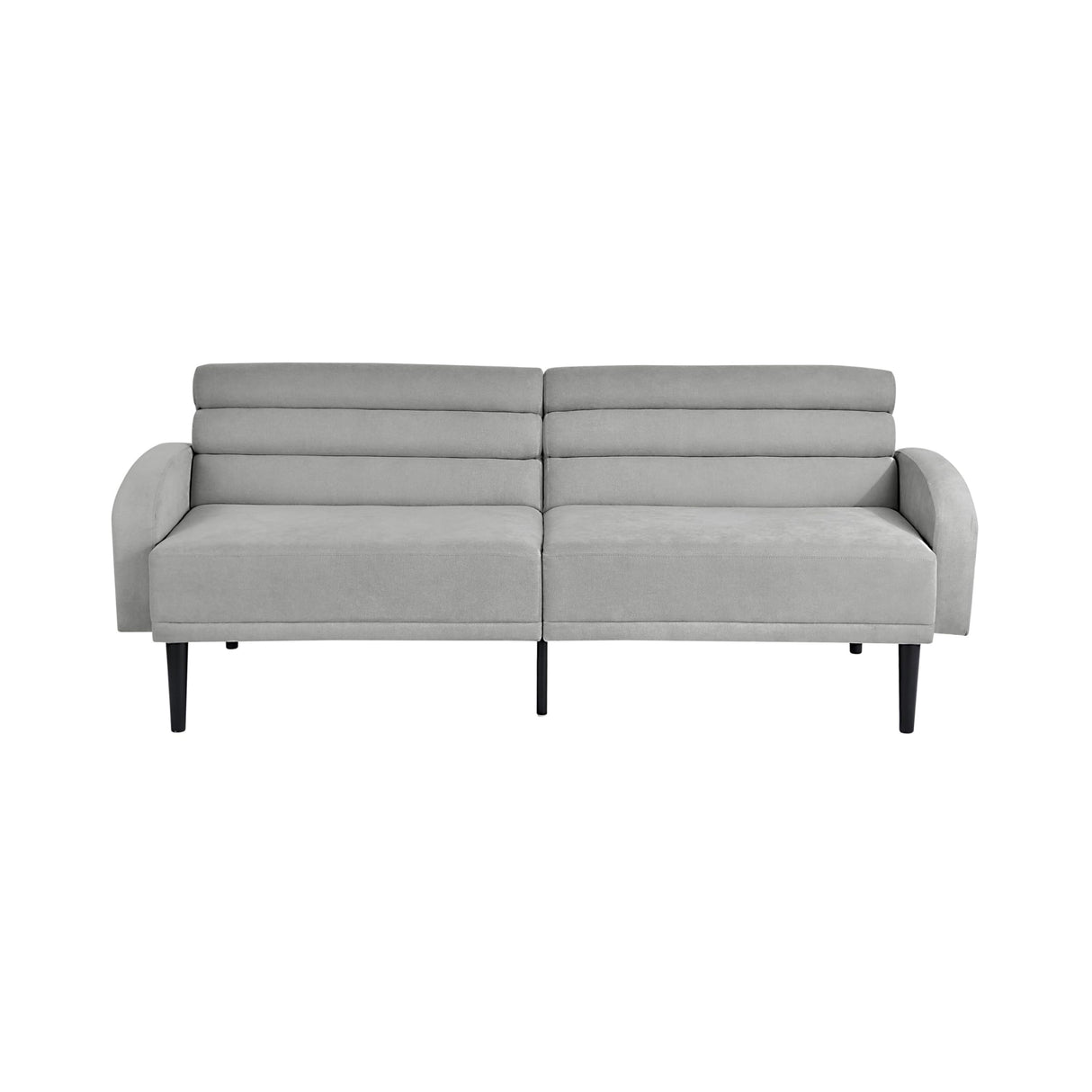 Serta® Roswell 77" Split Back Convertible Sofa, Full-Size, Dream Coil® Comfort, Modern Urban Style, Tufted Back, Solid Wood Legs w/Metal Support Leg, Easy Assembly, Woven Polyester Fabric, Light Gray Serta
