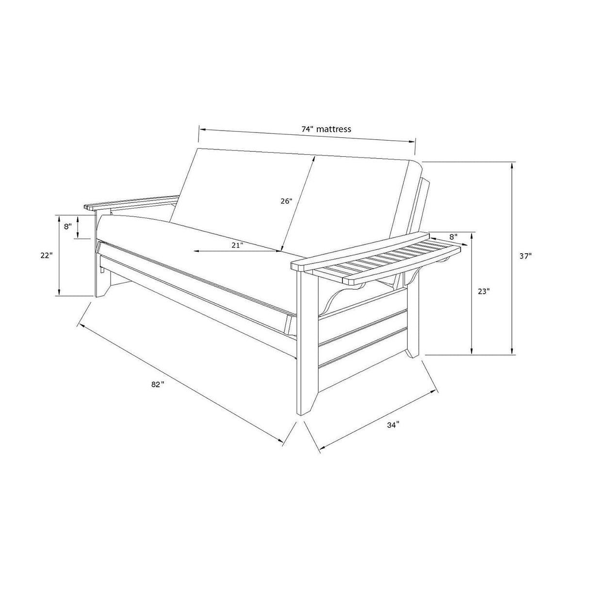 Kodiak Furniture Phoenix Futon, Full, Suede Black Kodiak Furniture