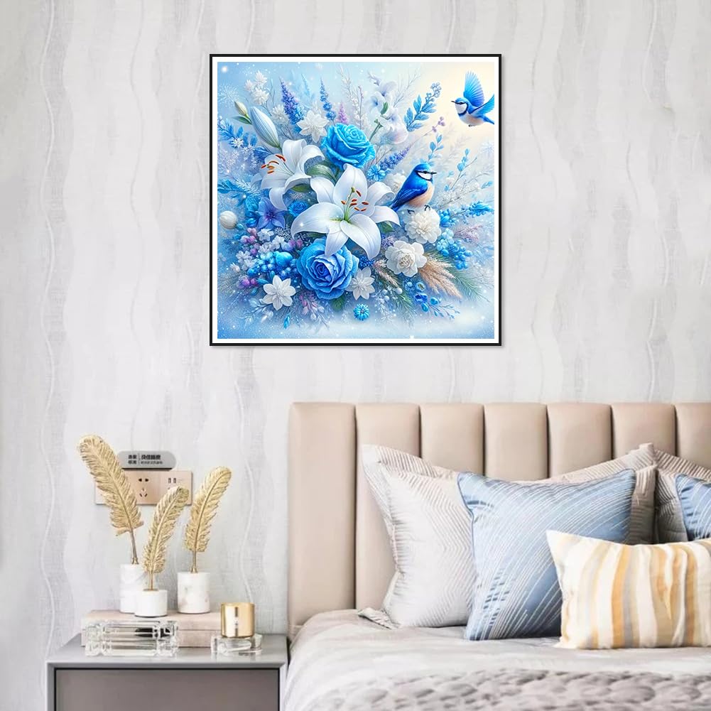 WSLWXSHM Diamond Art Painting Kits for Adults Flower, Round Full Drill Diamond Art Kits, 5D DIY Paint with Diamonds Crafts for Home Wall Decoration Gifts 12×12Inch, Bird WSLWXSHM