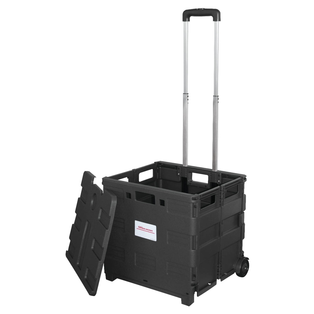 Office Depot Mobile Folding Cart With Lid, 16in.H x 18in.W x 15in.D, Black, 50801 Office Depot