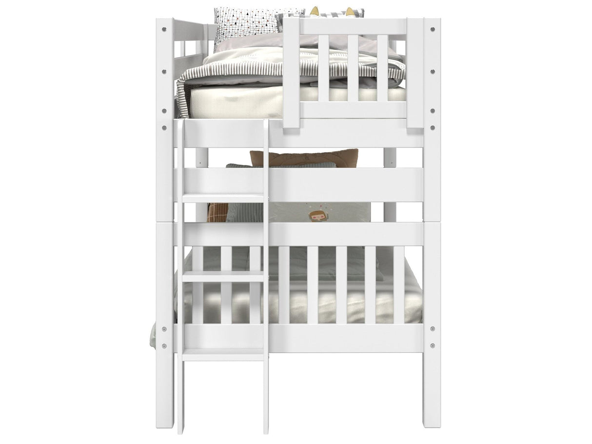 Bedz King Bunk Beds Twin over Twin Mission Style with End Ladder, White Bedz King