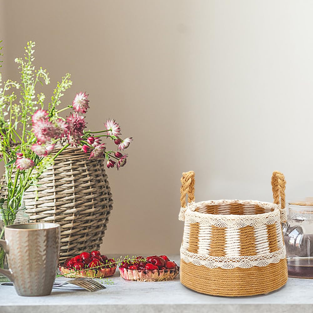 FREEBLOSS Macrame Cord Basket Weaving Craft Kit for Beginners DIY Storage Basket Storage Bins Basket Making Supplies for Adults Basket Weaving Kits for Adults FREEBLOSS