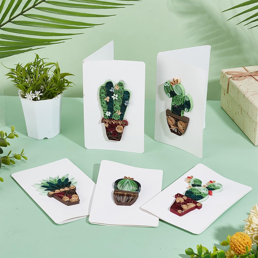 WEBEEDY Paper Quilling Kit 20 Sets DIY Cactus Card Quilling Kit with Paper Quilling Strips Tools and Supplies Greeting Card Making Kits for Beginners DIY Handmade Craft Home Room Wall Decor Gift WEBEEDY