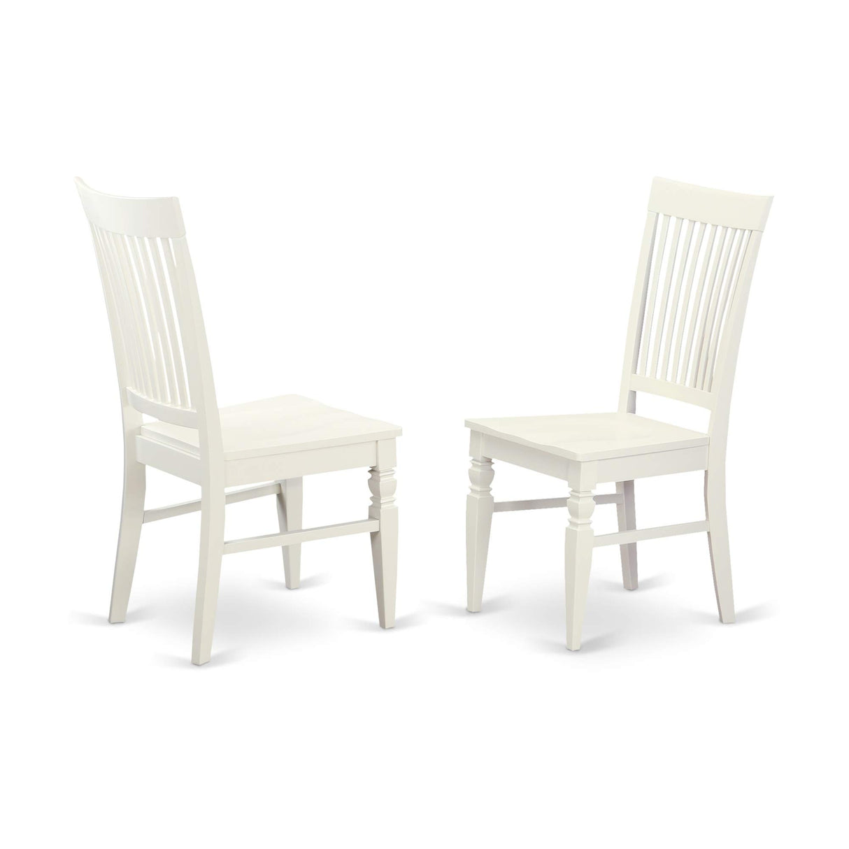East West Furniture Weston Dining Room Slat Back Wood Seat Chairs, Set of 2, WEC-WHI-W East West Furniture