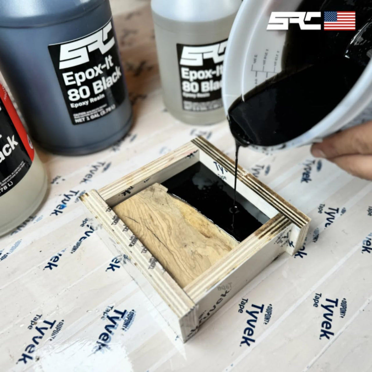 Black Epoxy Resin (32 Ounce), High-Gloss Pure Black Resin Epoxy | No Black Epoxy Dye, Black Resin Pigment, or Black Mica Powder Needed |for DIY Bubble-Free Epoxy Tabletops, Resin Art, Jewelry Making SPRESIN