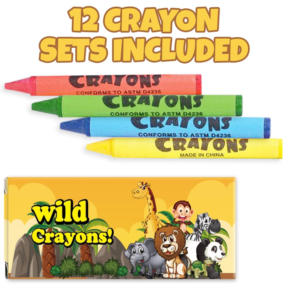 ArtCreativity 12 Pack Zoo Animal Mini Coloring Books for Kids with 12 Crayon Packs – Jungle Safari Party Favors, Wild One Birthday goodie bags stuffers, Classroom Prizes, Activity Set for Toddlers ArtCreativity