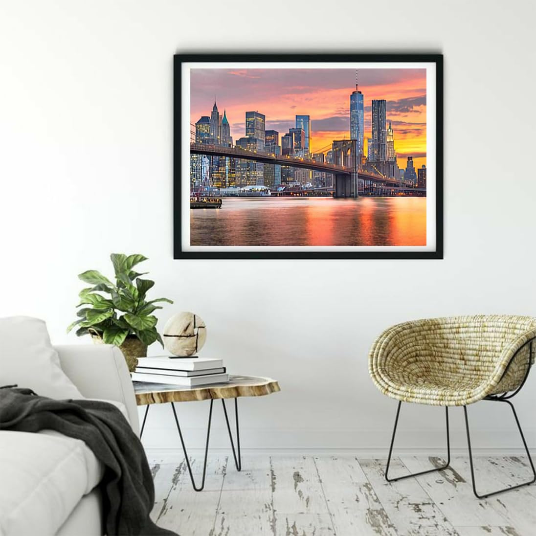 UPABLUNSO Diamond Painting Adult Painting Kits New York USA Skyline The East River at Dusk Home Bedroom Living Room Art Wall Decoration 12"x16" UPABLUNSO