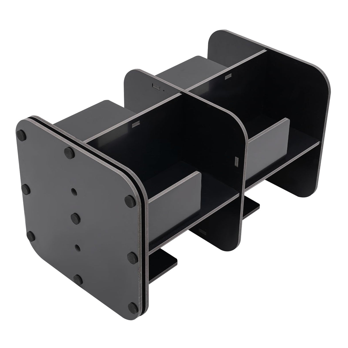 KONGKUNI Modern 2 Tier 360° Rotating Corner Bookshelf for Small Spaces - Stylish Black Desktop Bookcase KONGKUNI