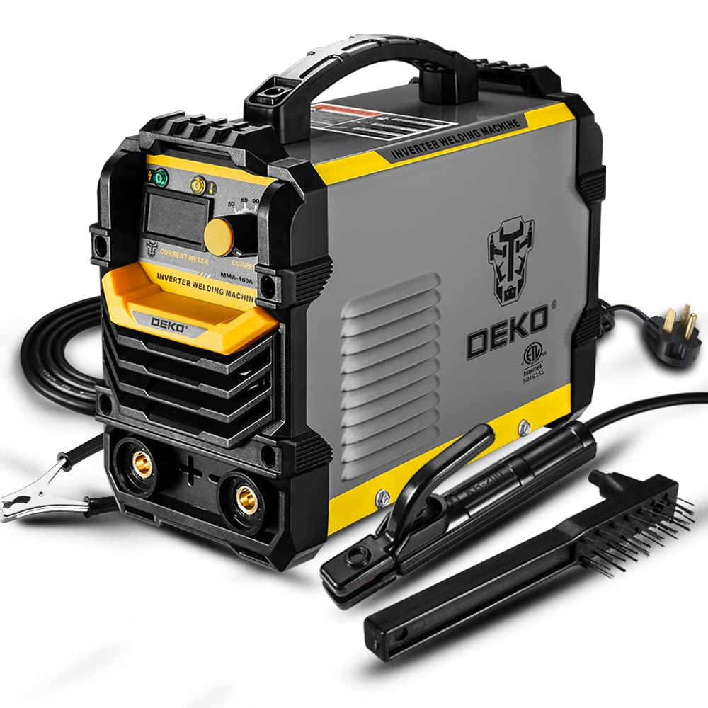DEKOPRO 110/220V MMA Welder,160A ARC Welder Machine IGBT Digital Display LCD Hot Start Welder with Electrode Holder,Work Clamp, Input Power Adapter Cable and Brush DEKOPRO