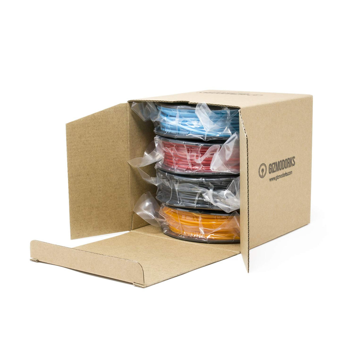 Gizmo Dorks Low Odor ABS 3D Printer Filament 1.75mm 200g Sample Pack - Black, Sky Blue, Orange, Red Gizmo Dorks