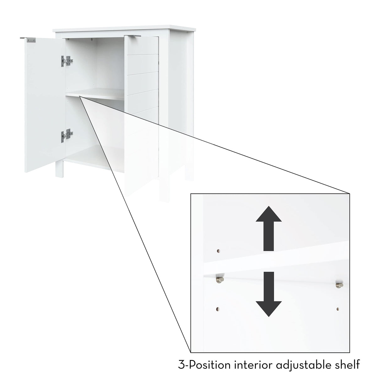 RiverRidge Madison Two Door Floor Bathroom Storage Cabinet Freestanding Linen Cabinet with 3 Shelves and Double Doors Bathroom Cabinet for Towel Storage RiverRidge