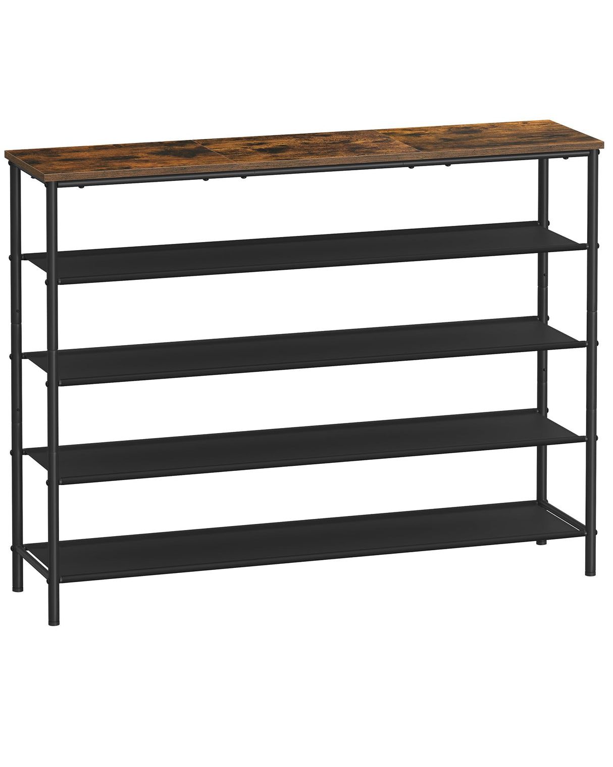 VASAGLE Shoe Rack, 5 Tier Shoe Storage Rack for 20-24 Pairs of Shoes, Shoe Organizer for Entryway, with 4 Fabric Shelves and Wooden Top, Steel Frame, Industrial, Rustic Brown and Black ULBS136B01 VASAGLE