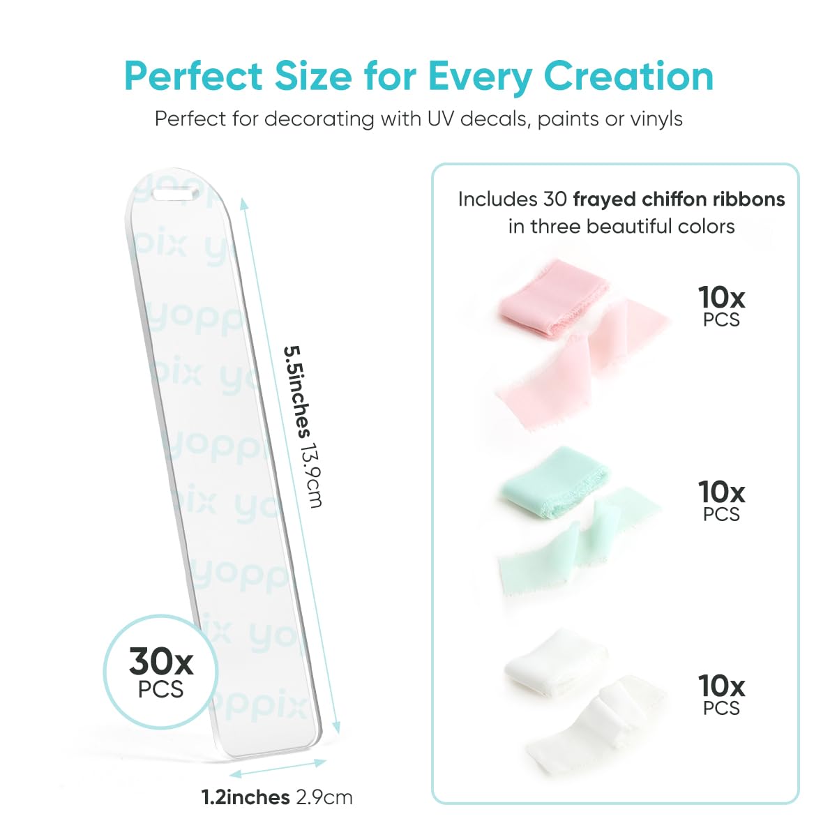 30 Pieces Acrylic Bookmark Blanks- 3mm Thicken Clear Acrylic Bookmarks with 30 Pcs Ribbon for Reading Lovers DIY Crafts Presents, Graduation Back to School Presents YOPPIX