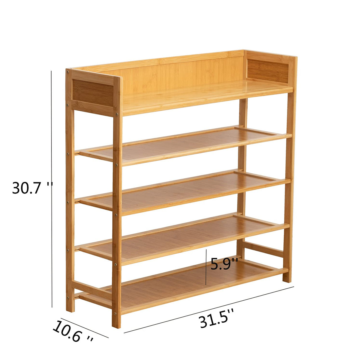 Suwoic Bamboo Shoe Rack Organizer, 5 Tier Shoe Shelf Storage Organizer, for Entryway, Hallway, and Closet (Nature) Suwoic