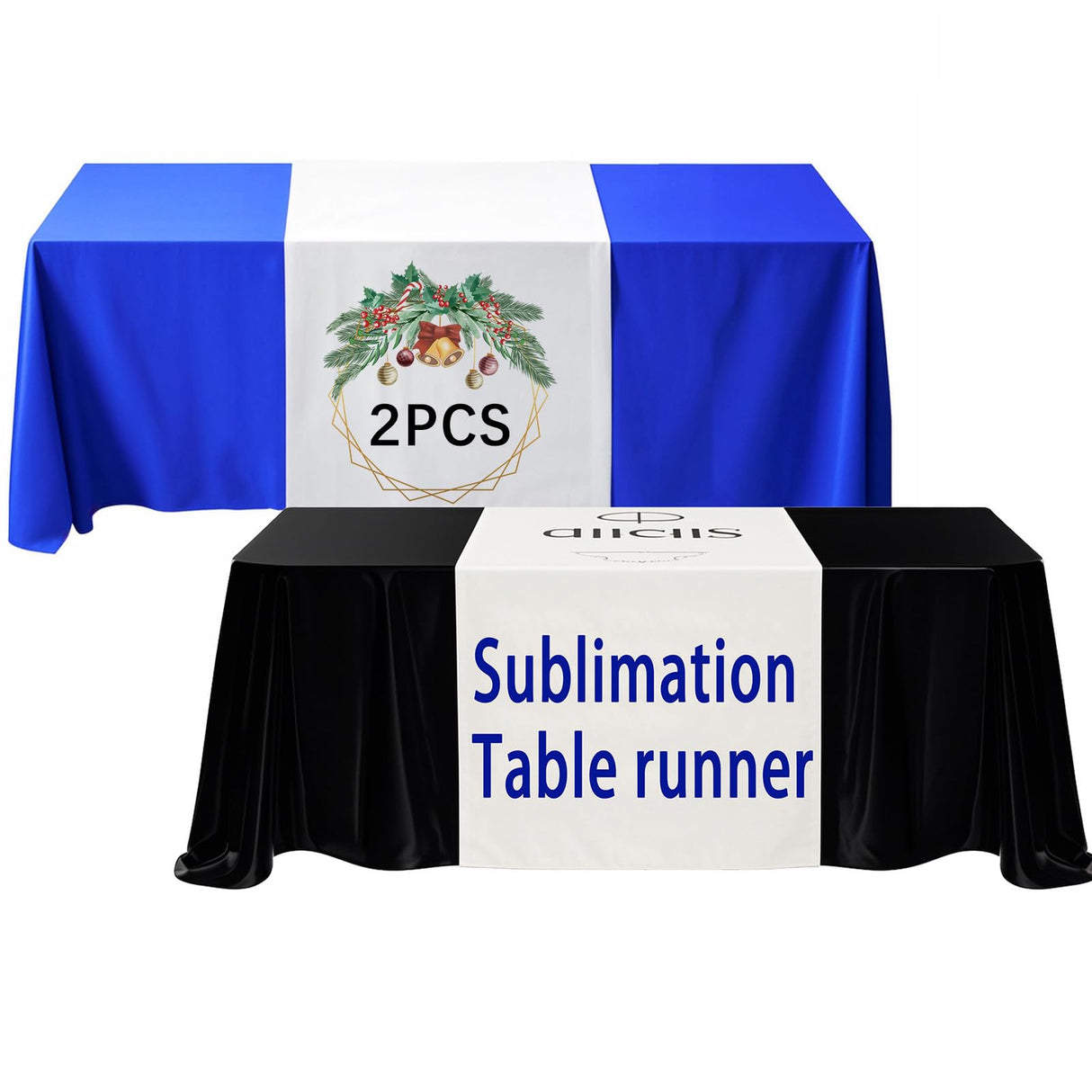 2 PCS Sublimation table banner 72" x 24" White 100% polyester table runner Sublimation Blanks personalized table runner with logo,Table Decor, Party Decor, Vendor Booth, Blank Banner (2 PCS) ARKBAODAN