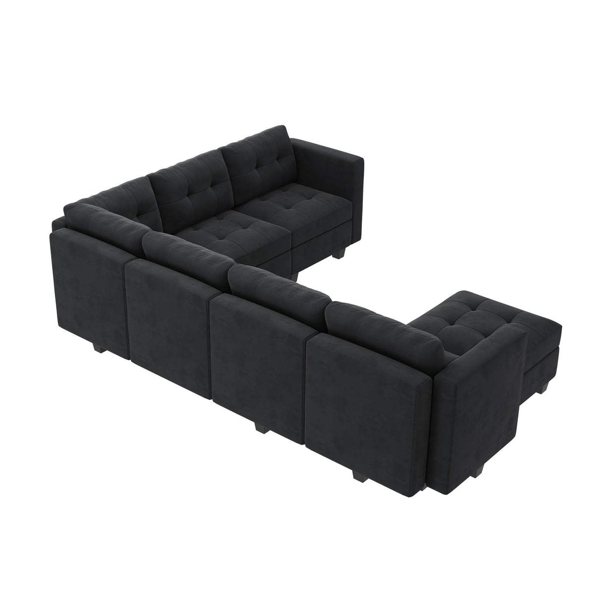 HONBAY Modular Sectional Sofa Oversized U Shaped Couch with Storage Seat Velvet 7-Seat Modular Sofa with Reversible Chaises,Velvet Black HONBAY