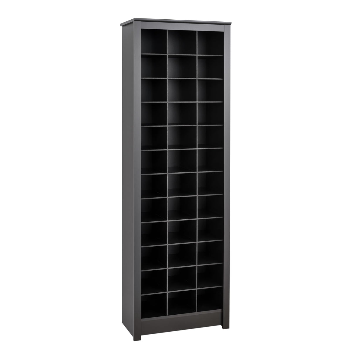 Prepac Elegant Black Shoe Storage Cabinet, Space-Saving Solution with Cubbies for 36 Pairs, 13"D x 23.5" W x 72.5" H Prepac