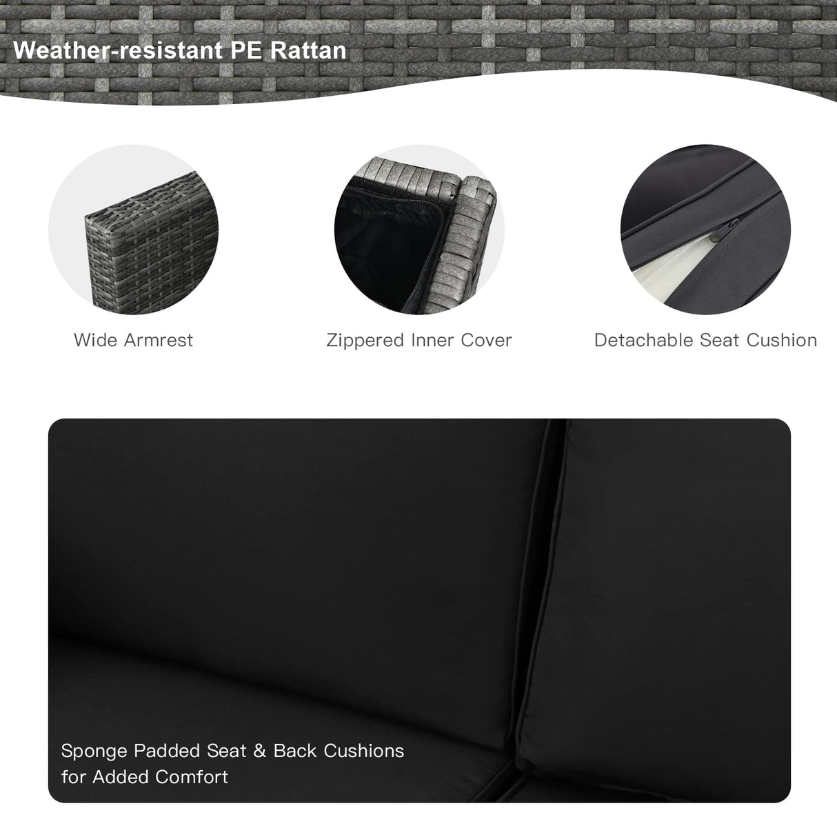 Tangkula 9 Pieces Patio Rattan Furniture Set, Patiojoy Sectional Sofa Set w/Storage Box, Coffee Table, Outdoor Wicker Conversation Set w/ 42” ETL Approved Propane Fire Pit Table (Black) Tangkula