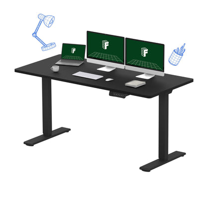 FLEXISPOT 71 x 32 Inch Dual Motor Standing Desk, Computer Desk with Memory Controller, Home Office Desk with Splice Board (Black Frame + 71" Black Desktop, 2 Packages)