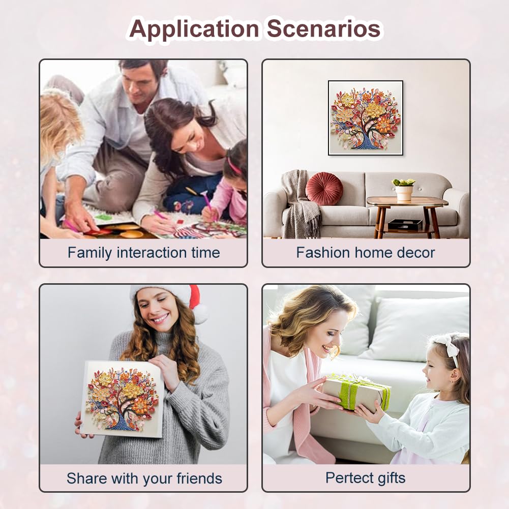 SJUTOUCI Diamond Art Painting Kits for Adults, 5D Tree of Life Special Shape Diamond Art for Beginners, Crystal Rhinestones Dots Bead Art for Home Wall Decoration Gift 12×12inch SJUTOUCI