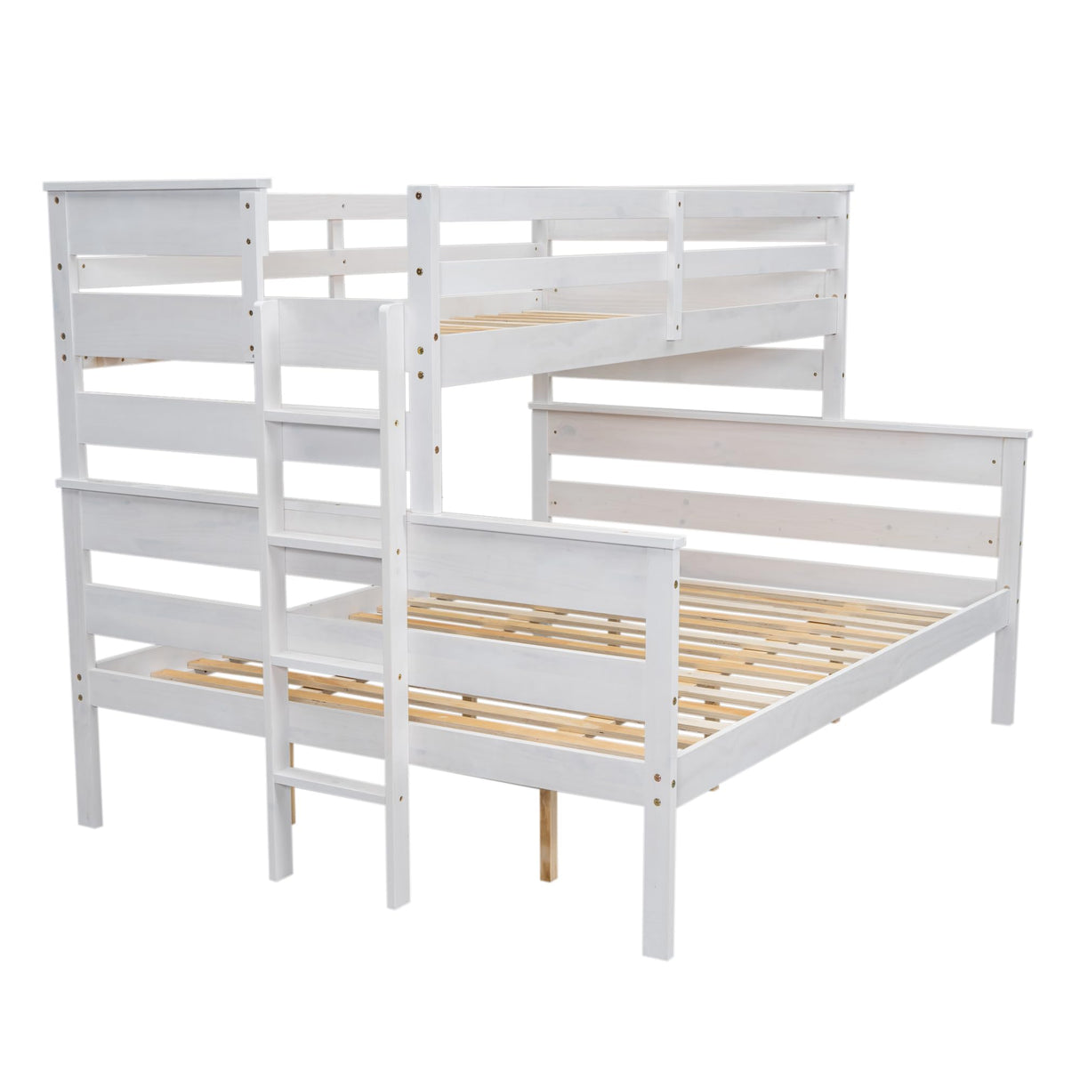 Linique Detachable Twin XL over Queen Bunk Bed Frame with Ladder - White Linique
