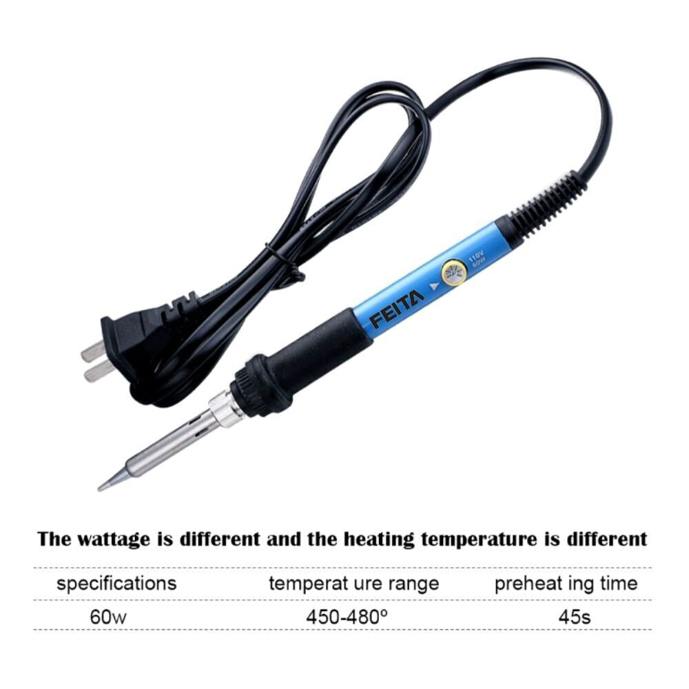 Soldering Iron Kit Electronics - FEITA Adjustable Temperature Solder Iron AC110V 60W with 5Pcs Different Solder Tips, Soldering Stand, Solder Wire for Variously Electronic Repair FEITA