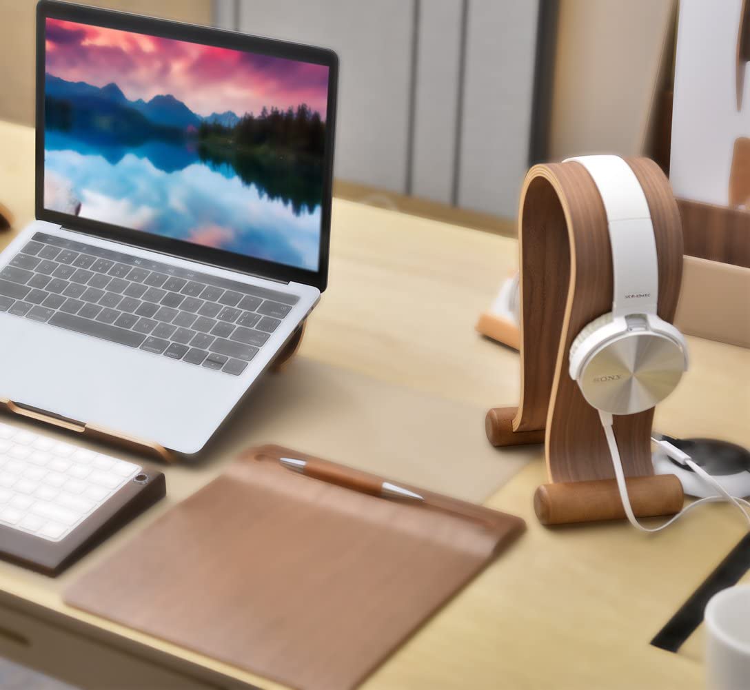 SAMDI Wood Headphone Stand, Headphones Hanger Holder Mount Omega Compatible for Sony, Bose, Shure, Jabra, JBL, AKG Gaming Headphones Display et. SAMDI