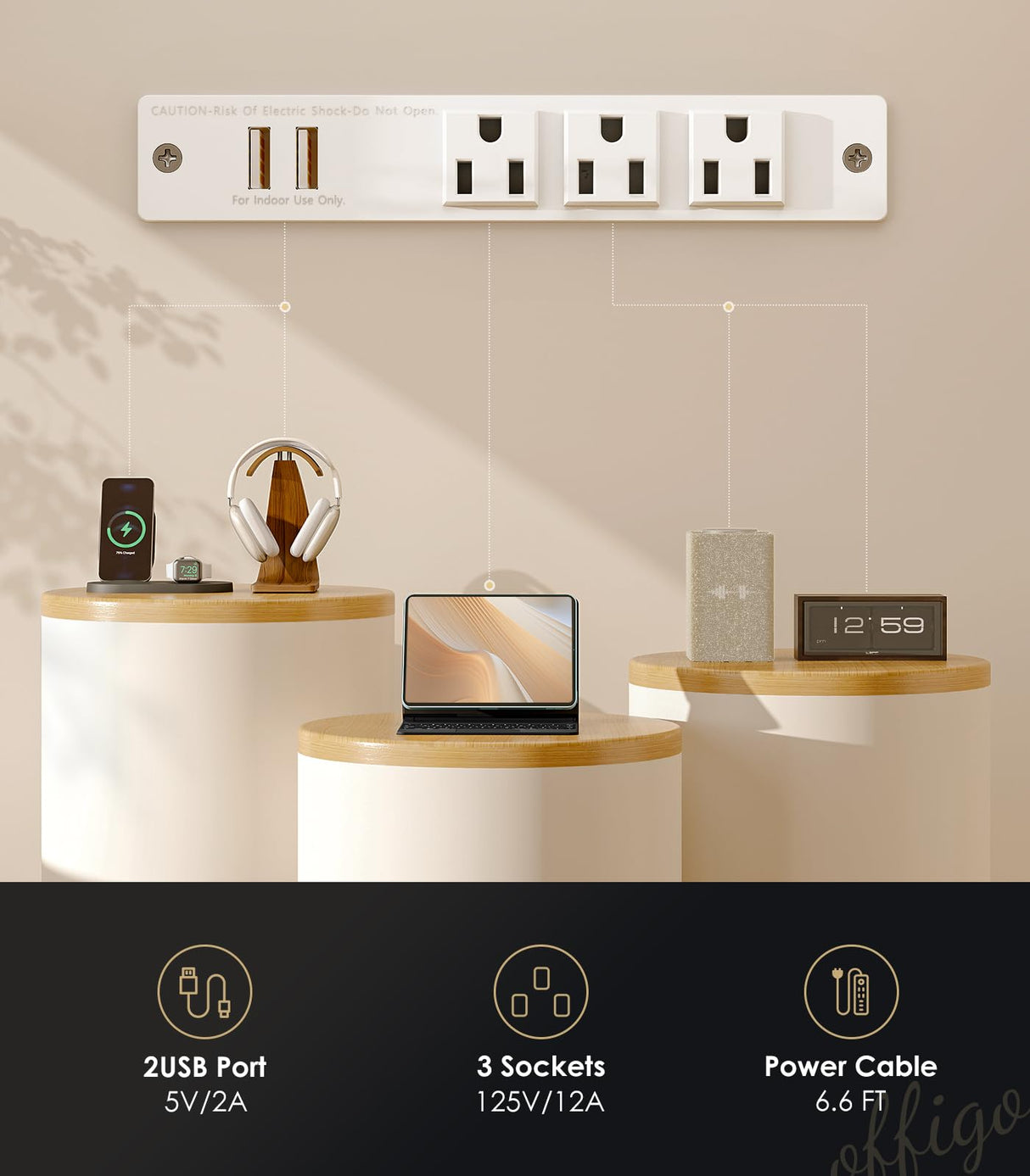 OffiGo Electric Standing Desk with Drawers, 55 Inch Height Adjustable Desk with Power Outlets & LED Lights, Sit Stand Table with Monitor Stand for Home, Office, Workstation, White OffiGo