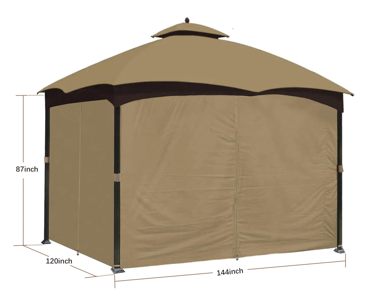 SCOCANOPY 10' x 12' Gazebo Privacy Curtain Set for Lowe's Allen Roth 10X12 Gazebo Model #GF-12S004B-1 / GF-12S004BTO/ TPGAZ17-002,Beige - WoodArtSupply