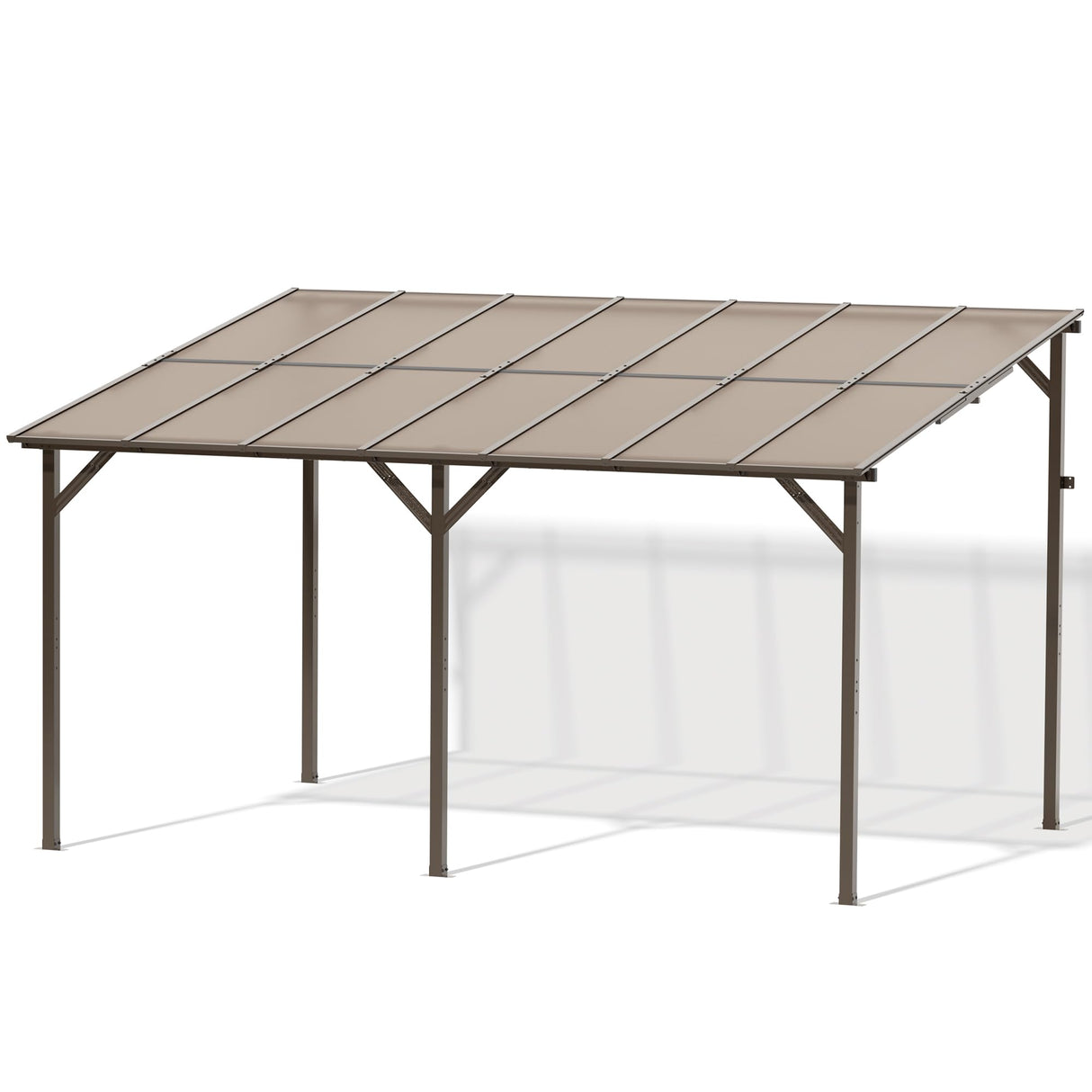 Oakcloud 10' x 14' Outdoor Wall Mounted Gazebo, Patio Lean to Gazebo Pergola with Sloped Roof, Large Heavy Duty Awning for Patio, Backyard, Deck Oakcloud