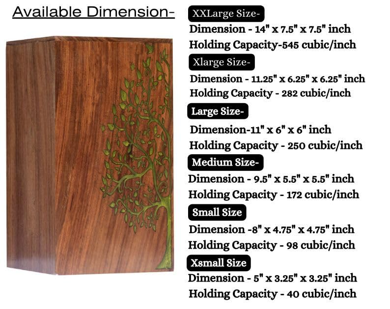 Star Handmade Rosewood Urn for Human Ashes - Adult Tree of Life Wooden Urns Hand-Crafted - Celtic Funeral Cremation Urn for Dogs Engraved (11X6) 250 STAR INTERNATIONAL