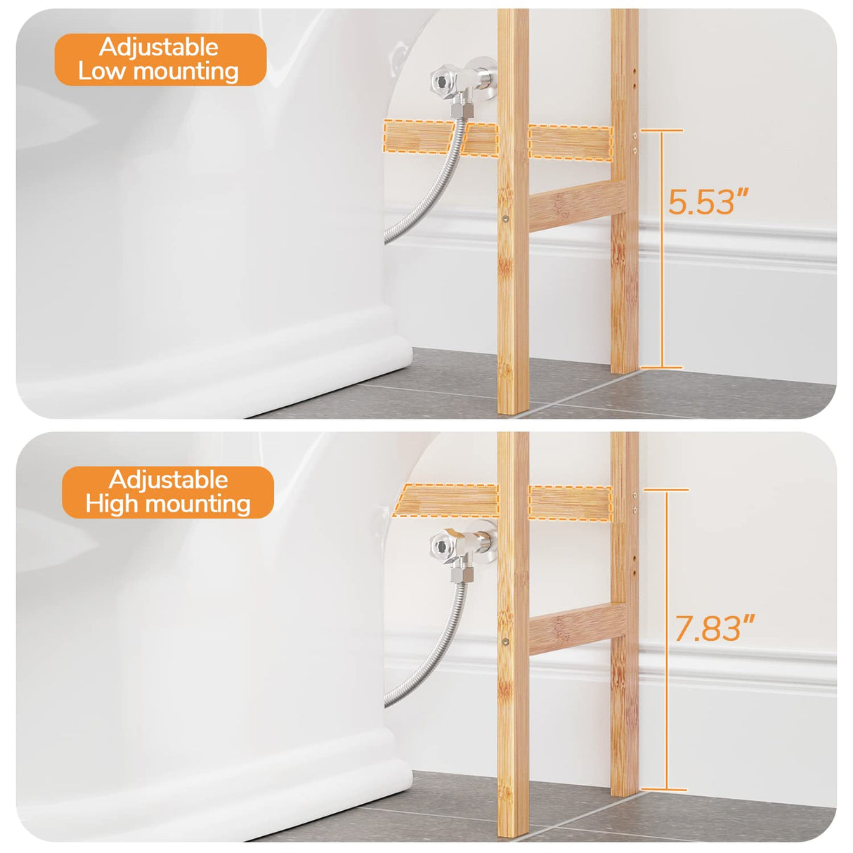 AMBIRD 3-Tier Bamboo Over-The-Toilet Storage Unit for Space-Saving Bathroom Organisation AMBIRD