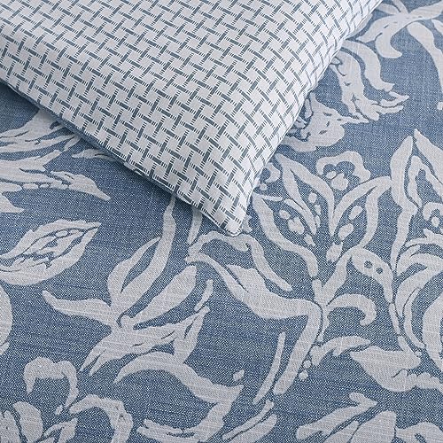 Nautica - Full/Queen Comforter Set, Cotton Reversible Bedding Set with Matching Shams (Tortola Blue, Full/Queen) Nautica