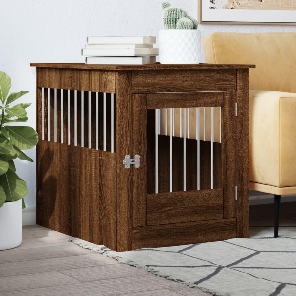 GOLINPEILO Dog Crate Furniture, Modern Dogs Kennel Indoor, Dog House Indoor, Puppy Cage Indoor Dog House, Brown Oak 25.4"x31.5"x28" Engineered Wood,-775 GOLINPEILO