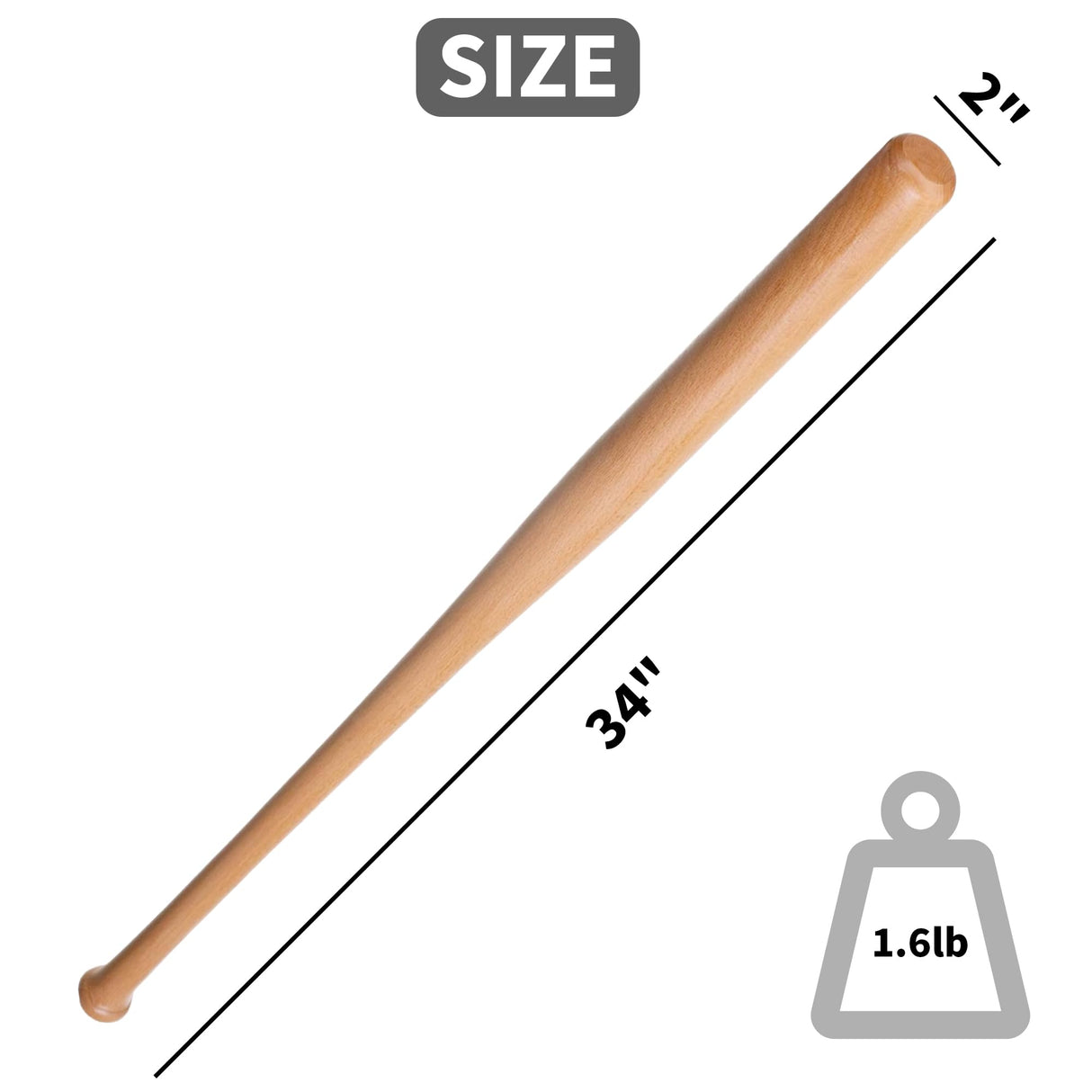 Wooden Baseball Bat for Adult Youth 34" 32" 30" 28" Full Size Lightweight Solid Wood Baseball Bats Mens Wood Bat PEIQICHU