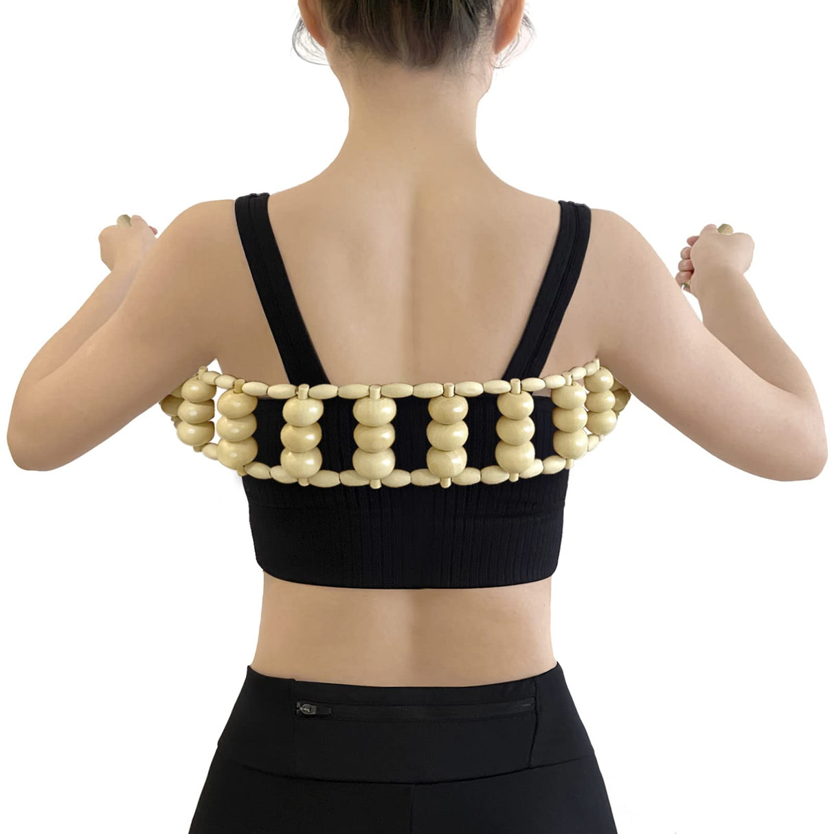 Deston Wood Back Massager Roller Rope, Manual Massage Strap for Back, Neck, Shoulders, Legs, Waist Pain Relief, Wooden Therapy Lymphatic Anti Cellulite Muscle Recovery Massage Tool Deston