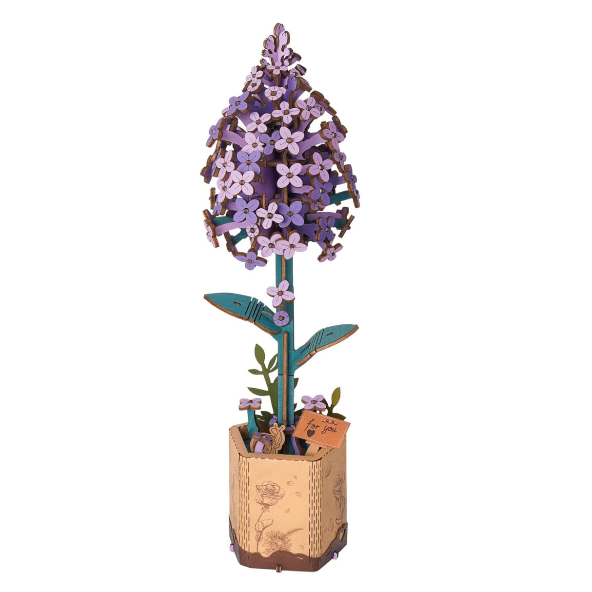 ROBOTIME 3D Puzzle Wooden Flower Lilac DIY Model Kit to Build for Adults Artifical Bouquet Collection Craft Brain Teaser Puzzle Creative Gift Home Decor ROBOTIME
