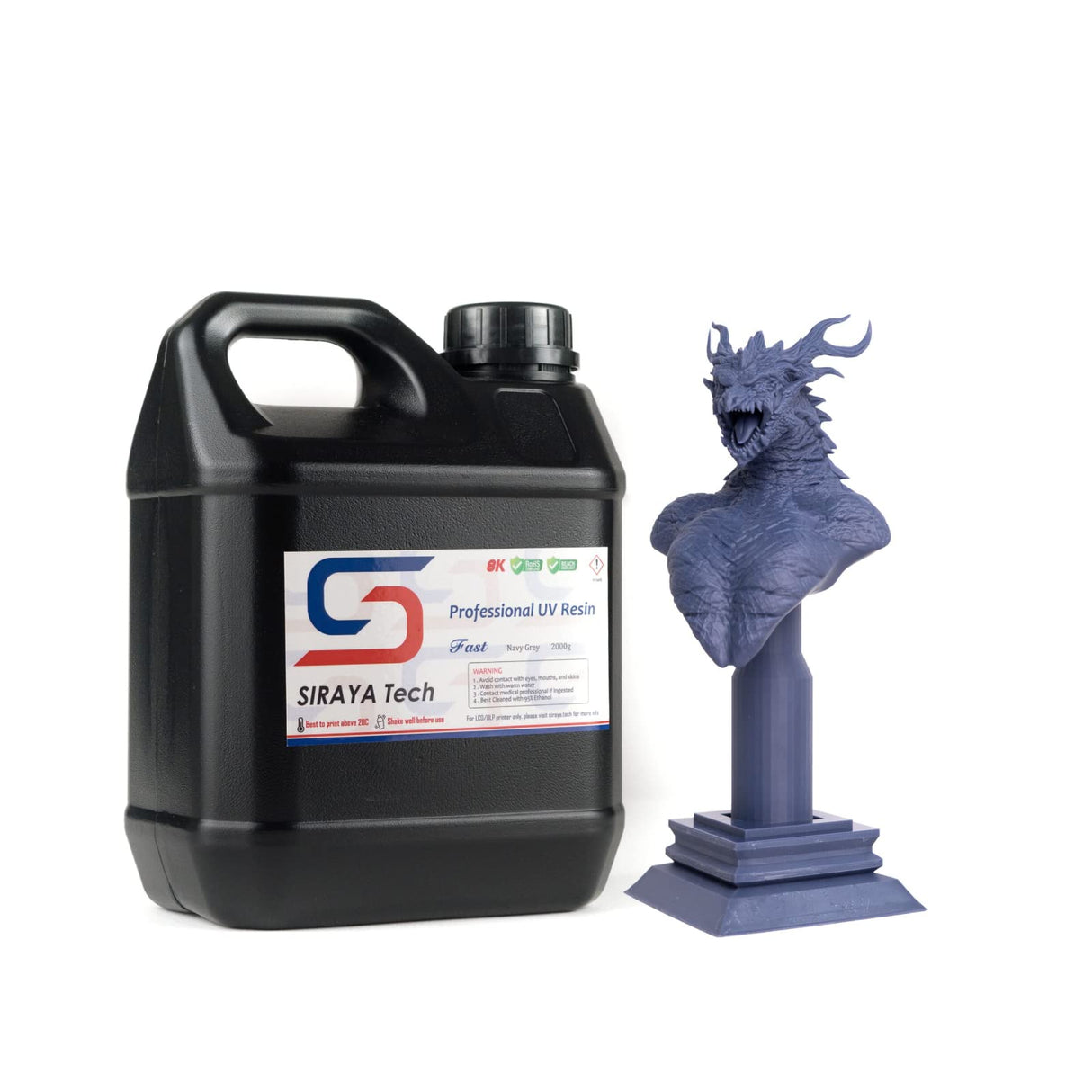 Siraya Tech Fast ABS-Like 3D Printer Resin, High Precision, Non-Brittle - Low Odor 405nm UV-Curing Photopolymer for 8K LCD/DLP Printing (Navy Grey, 2kg) Siraya Tech