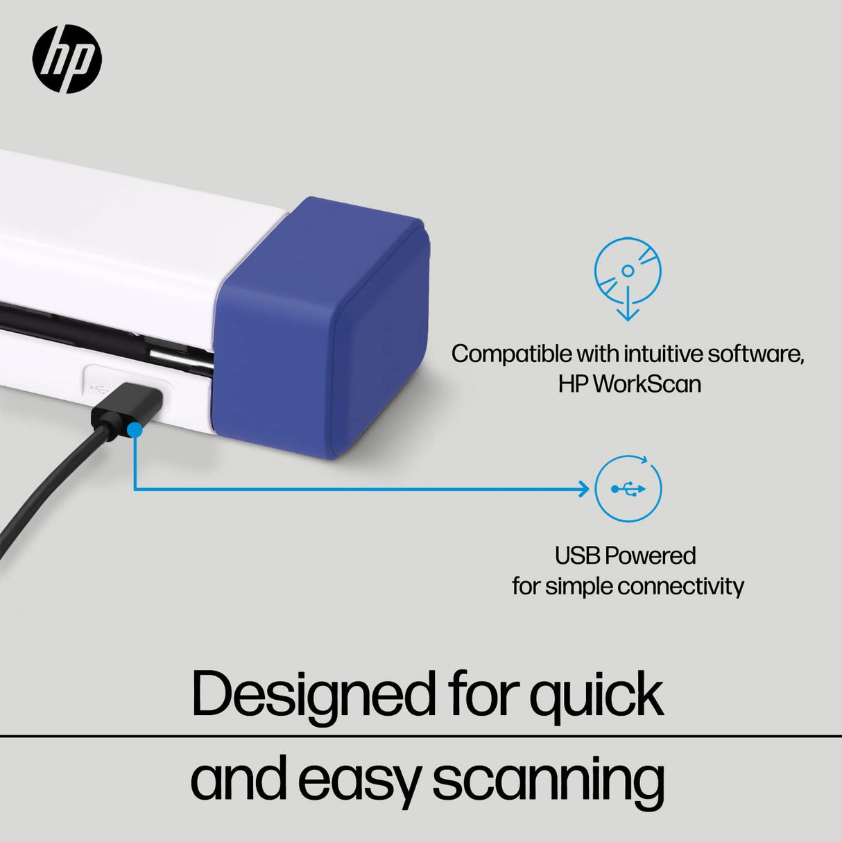HP Small USB Document & Photo Scanner for Portable 1-Sided Sheetfed Digital Scanning, Model HPPS100, for Home, Office & Business, PC and Mac Compatible, HP WorkScan Software Included HP