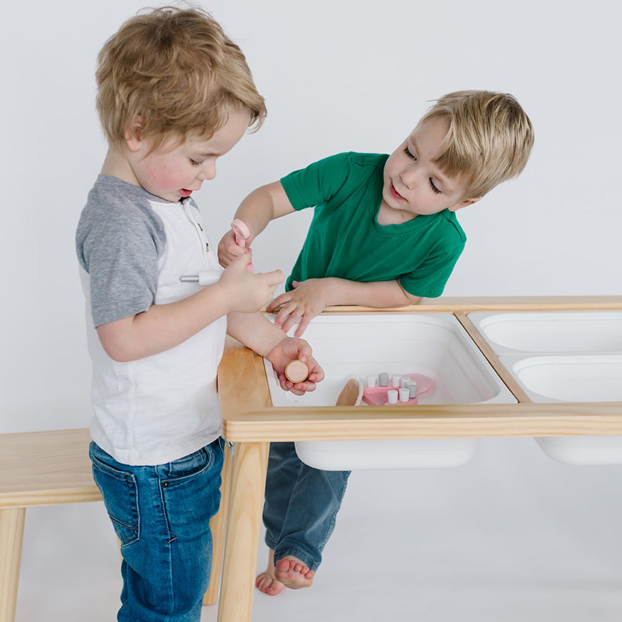 Beright Kids Table, Play Sand Table Indoor Sensory Table, with 3 Storage Bin for Kids, Perfect Choice for Christmas Thanksgiving Gift Beright