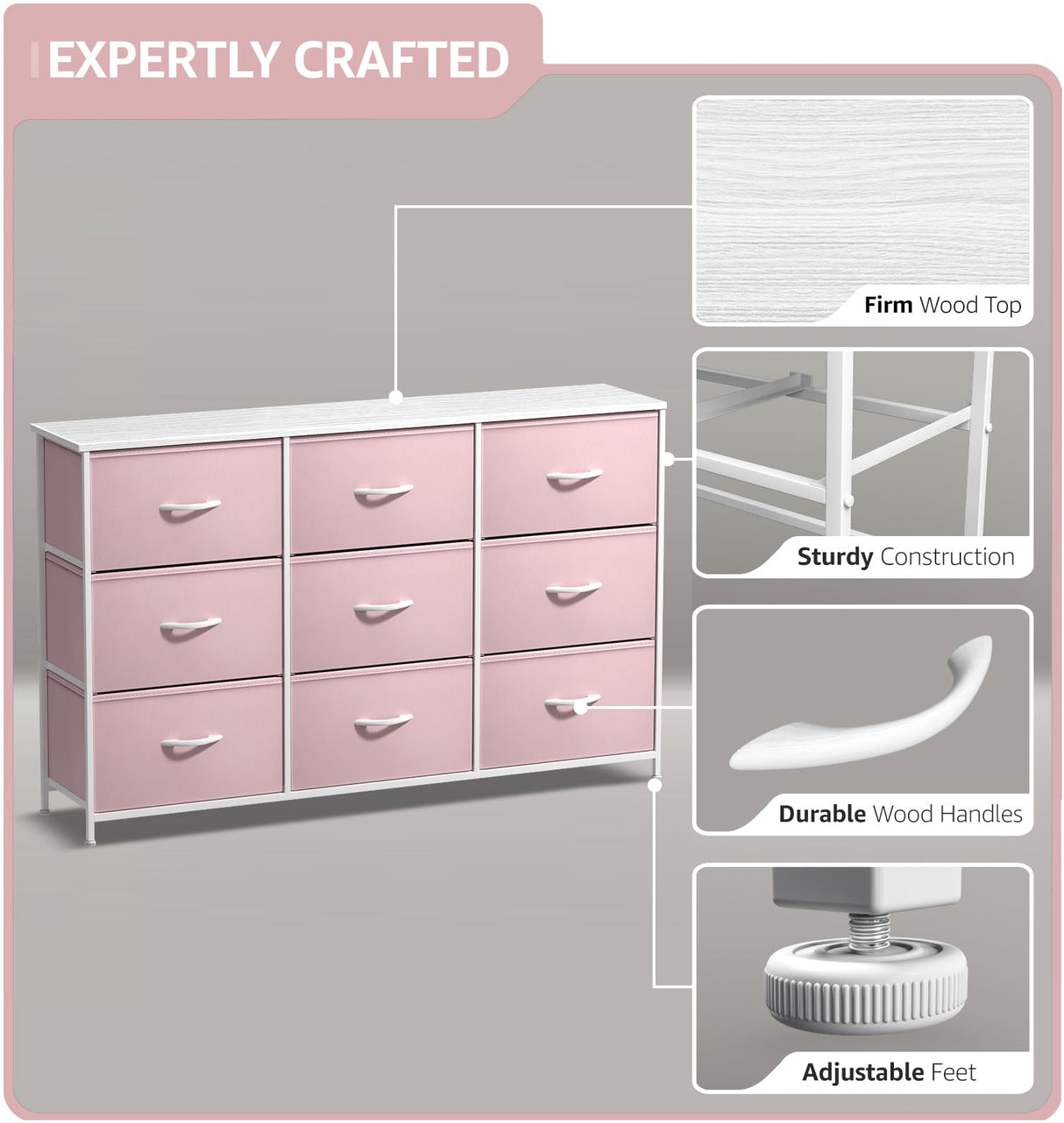 Sorbus Kids Dresser with 9 Drawers - Storage Unit Organizer Chest for Clothes - Bedroom, Kids Room, Nursery, & Closet Sorbus