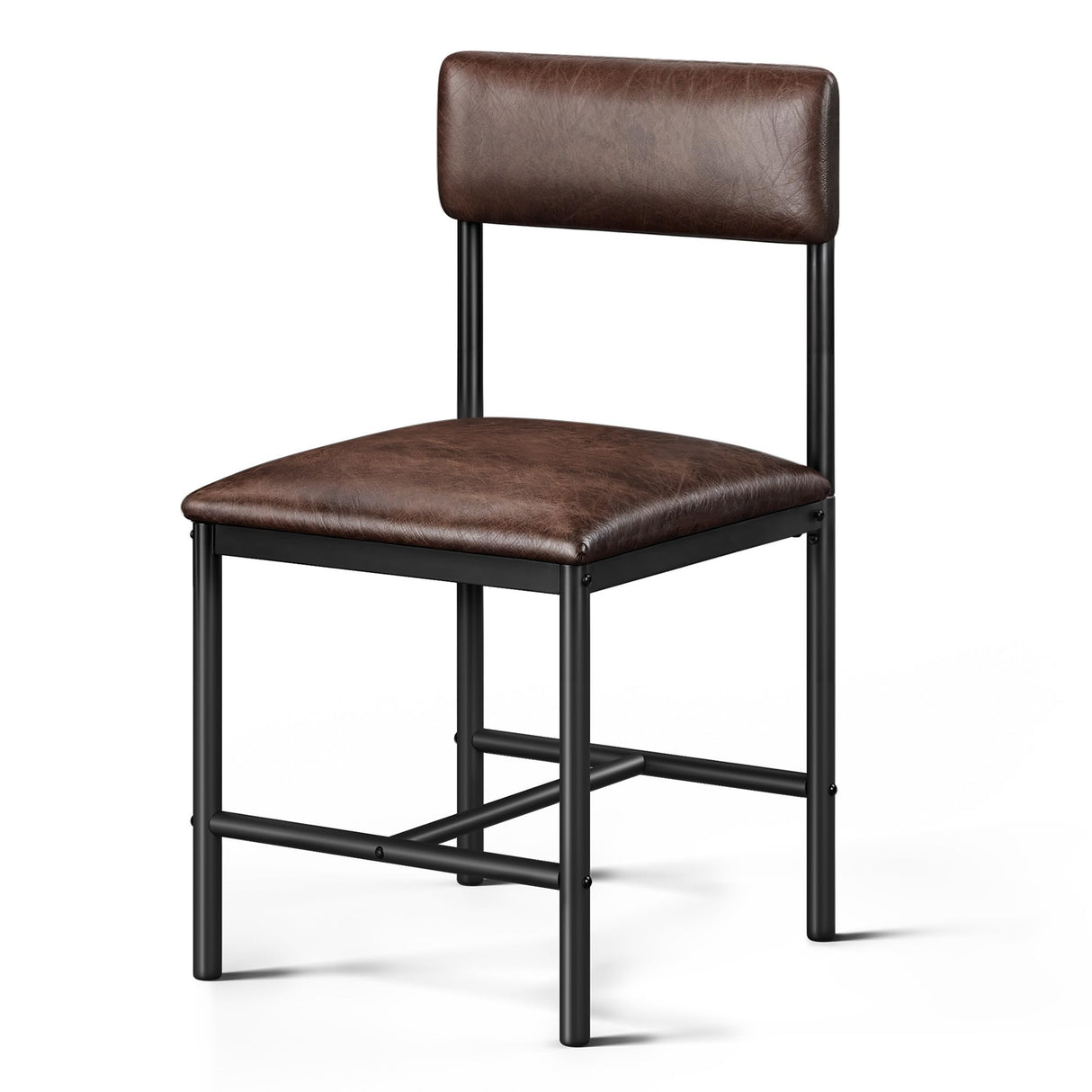 DWVO Dining Room Chairs Set of 4 Brown Upholstered Dining Chairs Modern Kitchen Chairs Faux Leather Restaurant Chairs with Metal Legs for Living Room Kitchen and Dining Room, 4 Pack DWVO